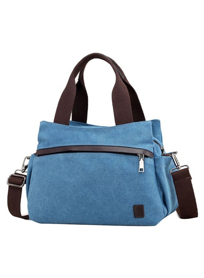 Large Capacity Casual Shoulder Bag Blue/Brown