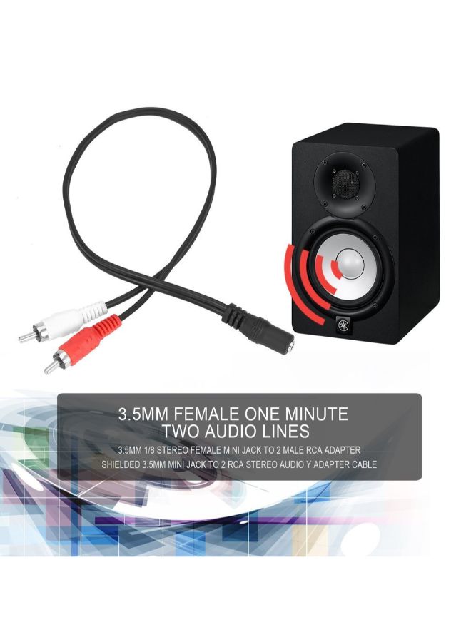 3.5mm Stereo Female Jack To 2 RCA Male Y Audio Cable Black - Image 4