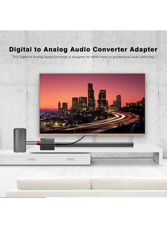 Digital Optical Coaxial Toslink Signal To Analog Audio Converter Adapter Black - Image 2