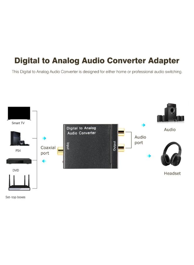 Digital Optical Coaxial Toslink Signal To Analog Audio Converter Adapter Black - Image 4