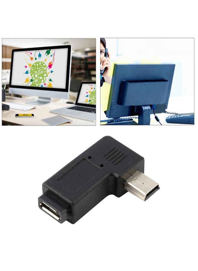 محول بزاوية 90 درجة من منفذ ذكر بعدد 5 سنون إلى منفذ أنثى USB Micro بعدد 5 سنون أسود - Image 2