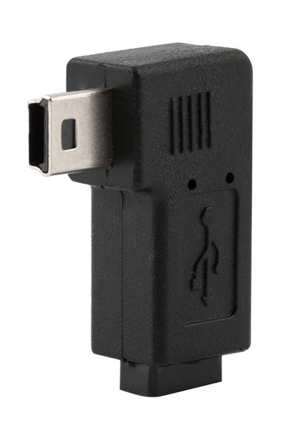 محول بزاوية 90 درجة من منفذ ذكر بعدد 5 سنون إلى منفذ أنثى USB Micro بعدد 5 سنون أسود - Image 1