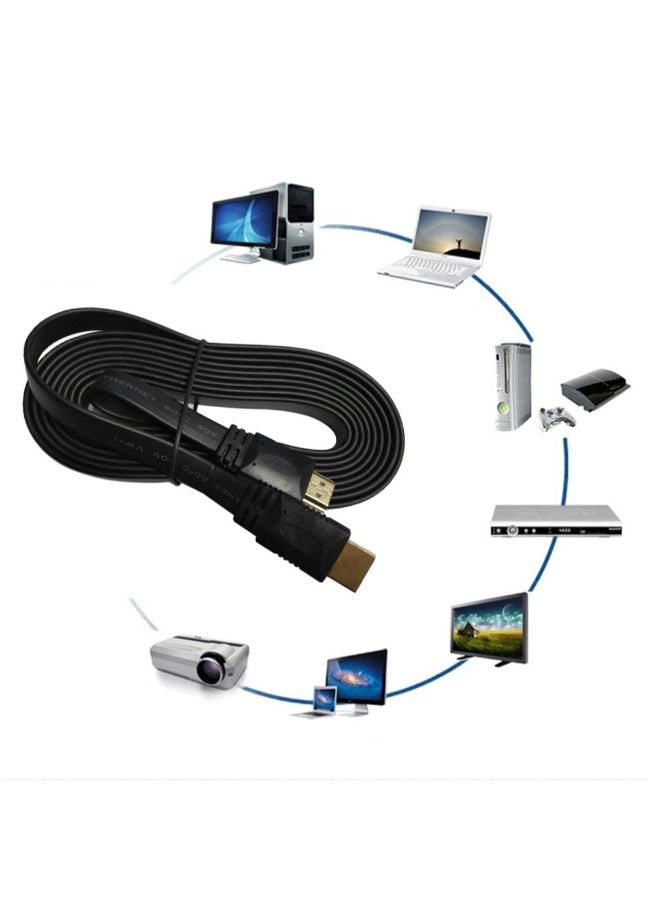 Premium Flat Noodle HDMI Cable Black - Image 3