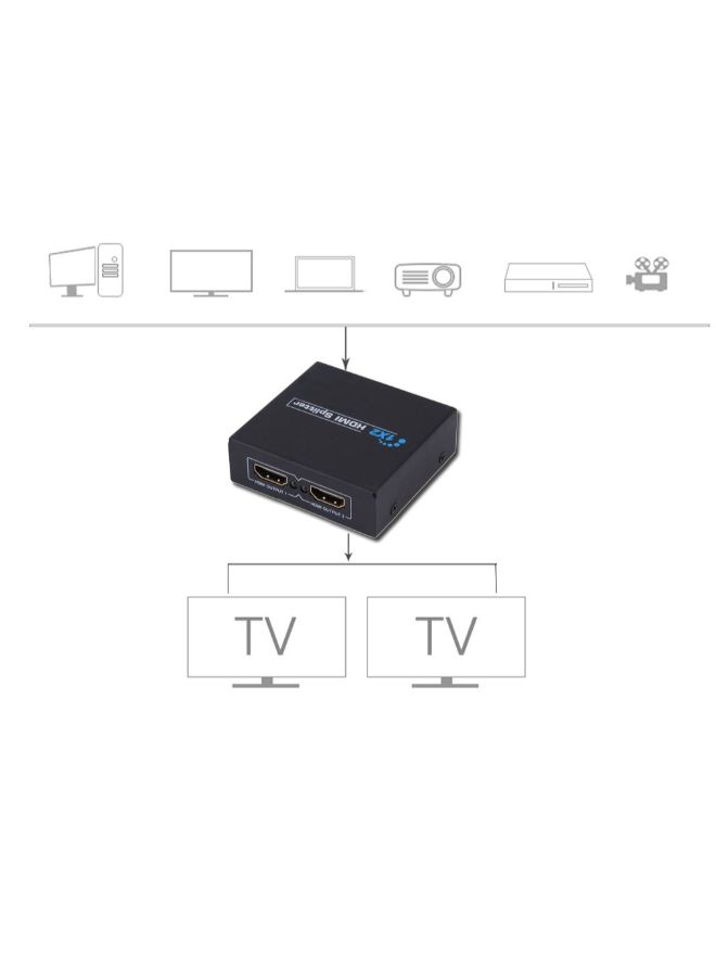 موزع 1 في 2 لحماية المحتوى الرقمي للنطاق الترددي العالي بوصلة HDMI وبدقة 1080 بكسل أسود - Image 3