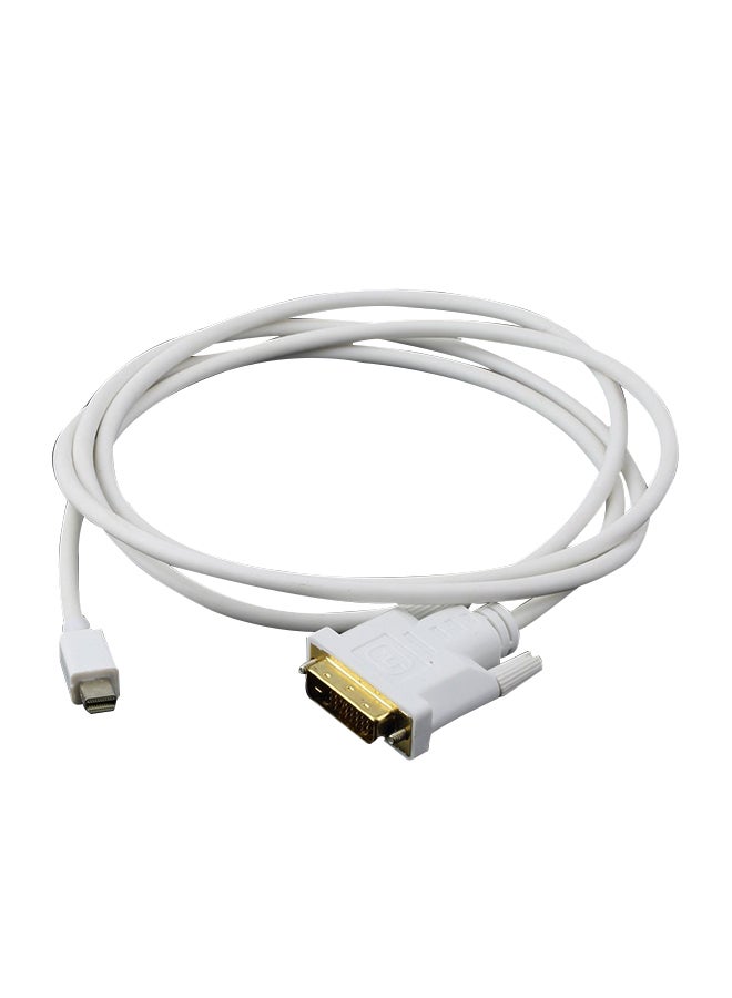 كابل محول من منفذ عرض Display Port صغير ذكر إلى DVI ذكر أبيض - Image 1