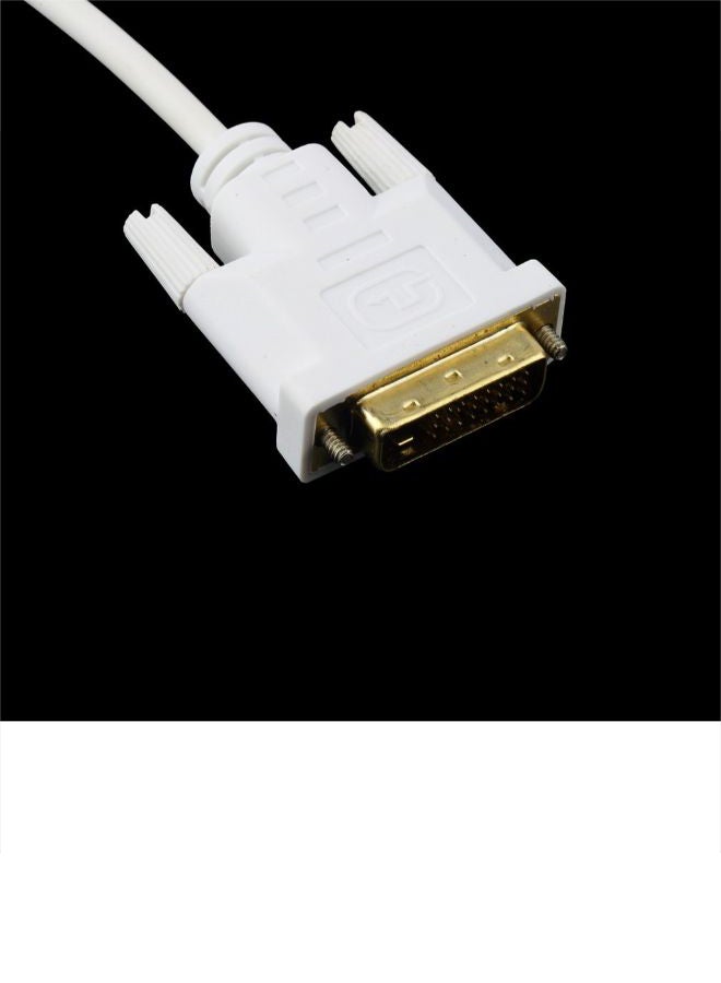 كابل محول من منفذ عرض Display Port صغير ذكر إلى DVI ذكر أبيض - Image 3