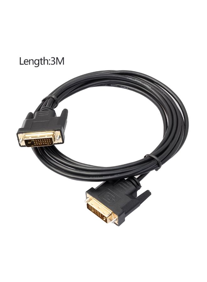 كابل تلفزيون من منفذ DVI D إلى DVI-D ذهبي ذكر بوصلة مزدوجة يناسب جميع الأجهزة أسود - Image 2
