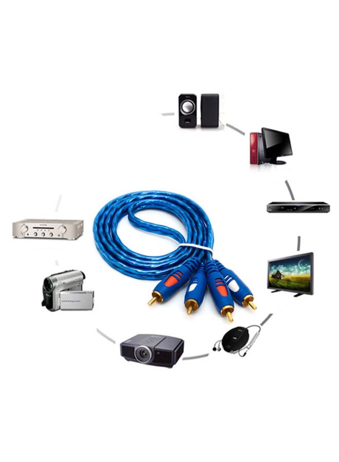 كابل صوت بمنفذ 2RCA ذكر إلى 2RCA ذكر لمشغل الدي في دي الرقمي بطول 1.5/3/5 أمتار أزرق - Image 2