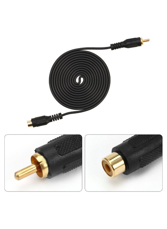 Generic - RCA Male To RCA Female Audio Composite Extension Cable Black - Image 1