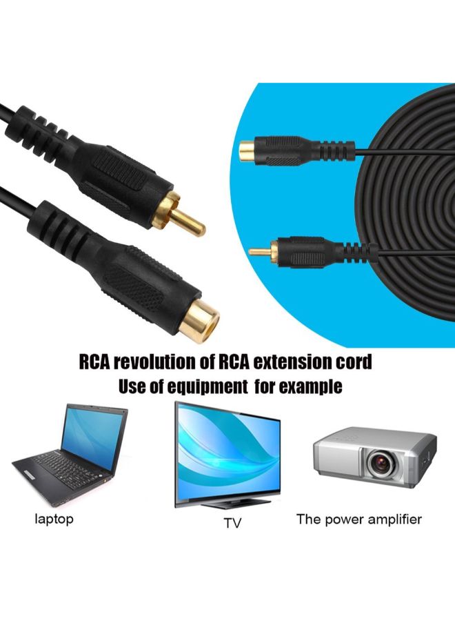 Generic - RCA Male To RCA Female Audio Composite Extension Cable Black - Image 1