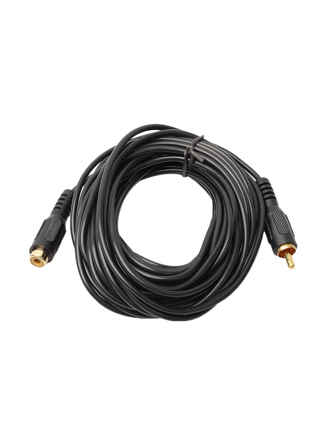كابل تمديد ناقل للصوت من ذكر RCA إلى أنثى RCA أسود - Image 1