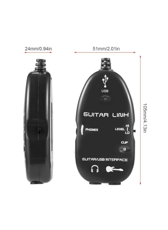 كابل توصيل من الجيتار إلى واجهة USB أسود - Image 3