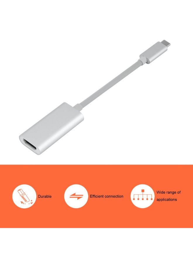 كابل محول فائق الوضوح بدقة 4K من USB-C إلى HDMI لأجهزة التلفزيون عالية الوضوح رمادي فضي - Image 2