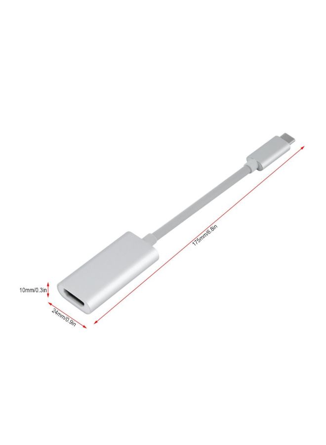 كابل محول فائق الوضوح بدقة 4K من USB-C إلى HDMI لأجهزة التلفزيون عالية الوضوح رمادي فضي - Image 3