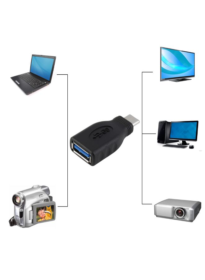كابل محول بيانات من USB 3.1 Type-C ذكر إلى USB 3.0 A أنثى أسود - Image 3