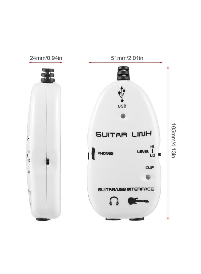 Guitar To USB Interface Audio Link Cable White - Image 3