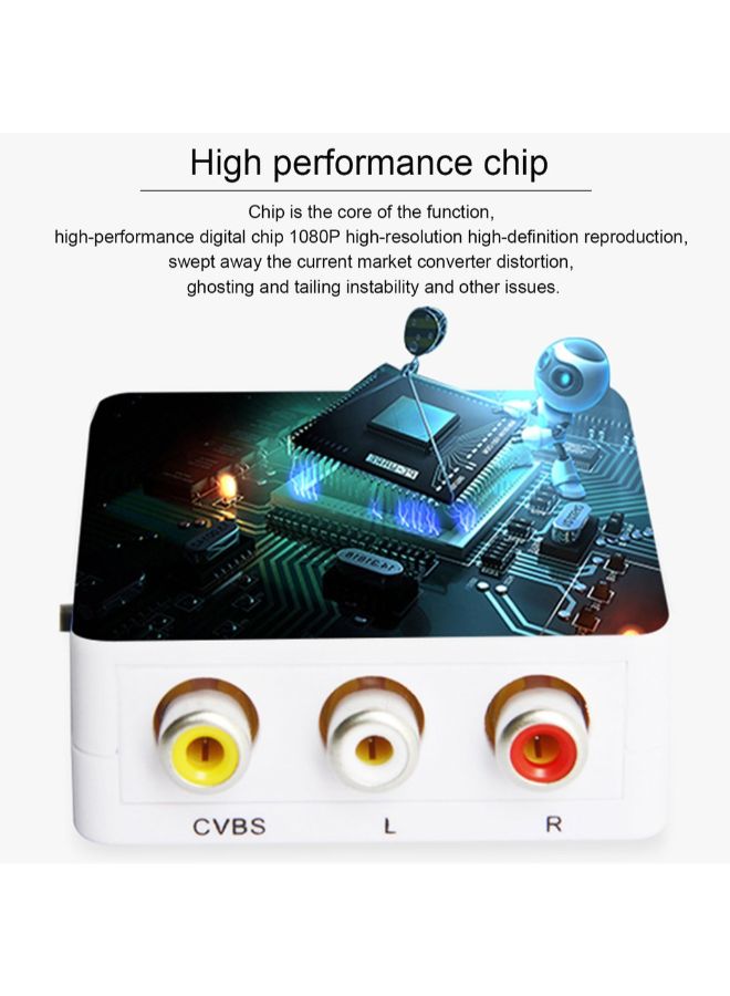 HDMI To AV HD Video Converter Cable White  - Image 2