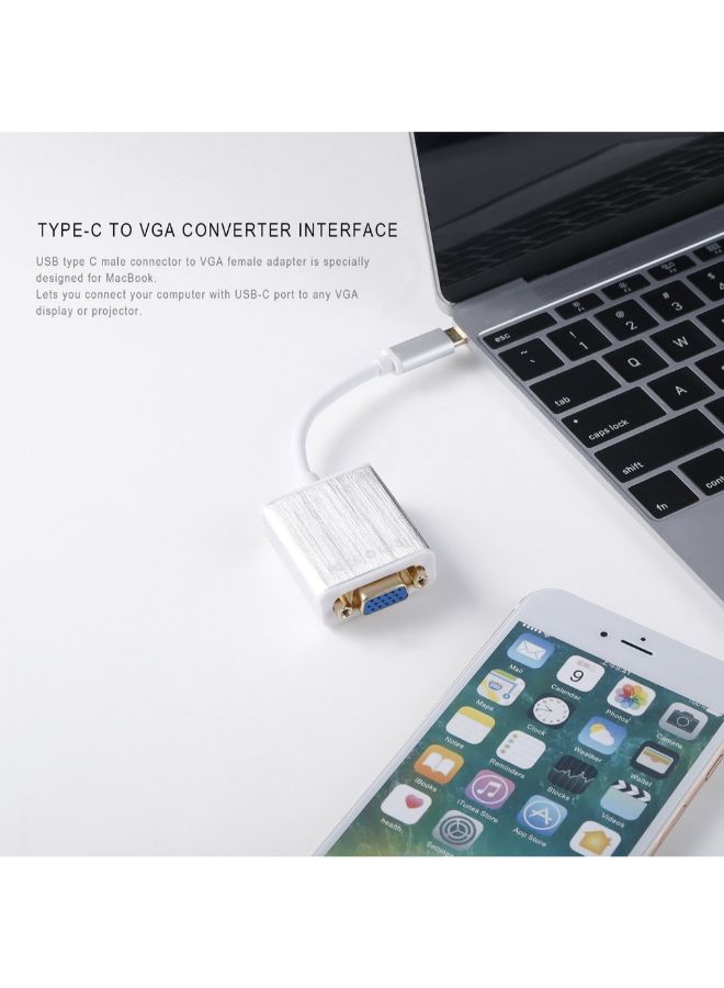 General - USB 3.1 Type C To VGA Converter Cable Silver - Image 1