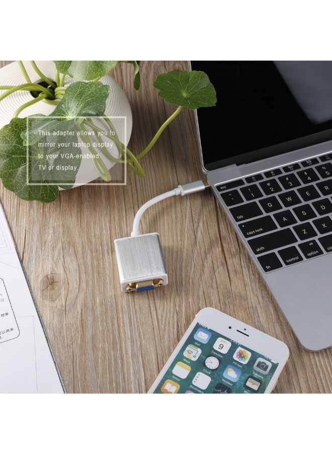 General - USB 3.1 Type C To VGA Converter Cable Silver - Image 1