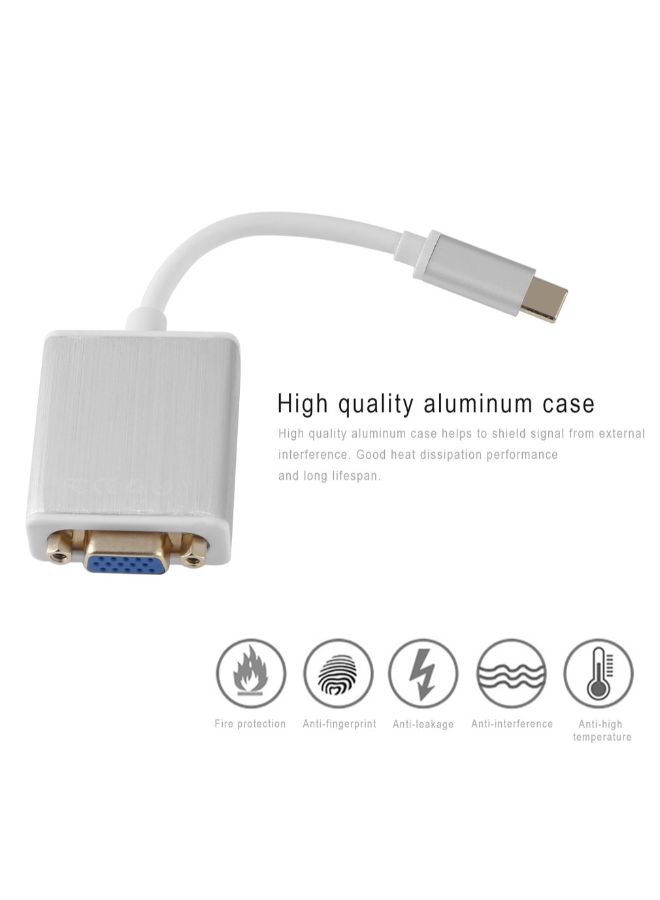 General - USB 3.1 Type C To VGA Converter Cable Silver - Image 1