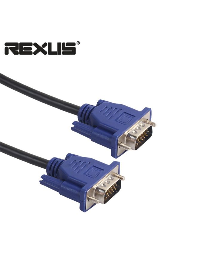 ريكسليس كابل تمديد من منفذ VGA ذكر بعدد 15 سناً إلى منفذ VGA ذكر الأسود / الأزرق - Image 5