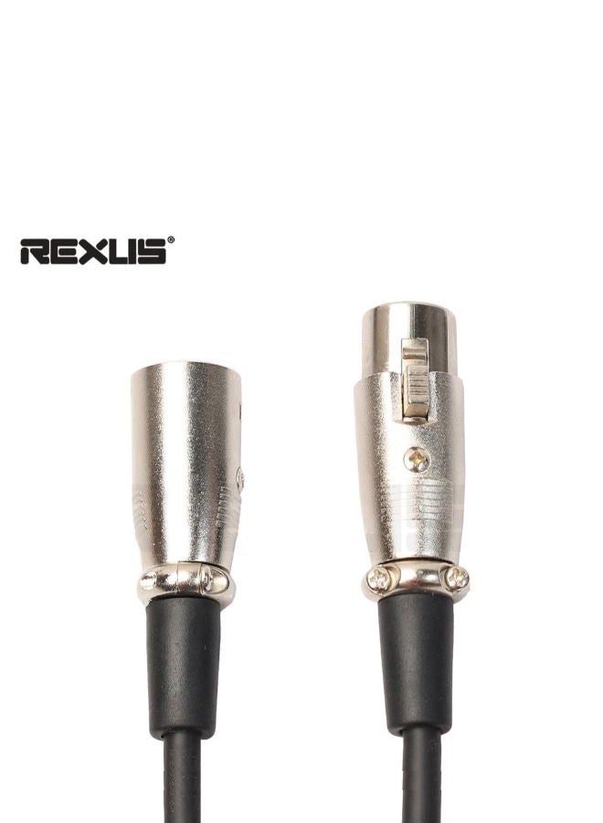 REXLIS Universal Rexlis 3-Pin XLR Male To XLR Female Microphone Extension Cable Black  - Image 4