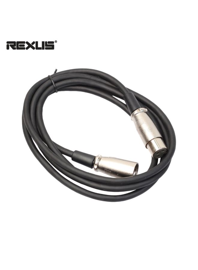 REXLIS Universal Rexlis 3-Pin XLR Male To XLR Female Microphone Extension Cable Black  - Image 5