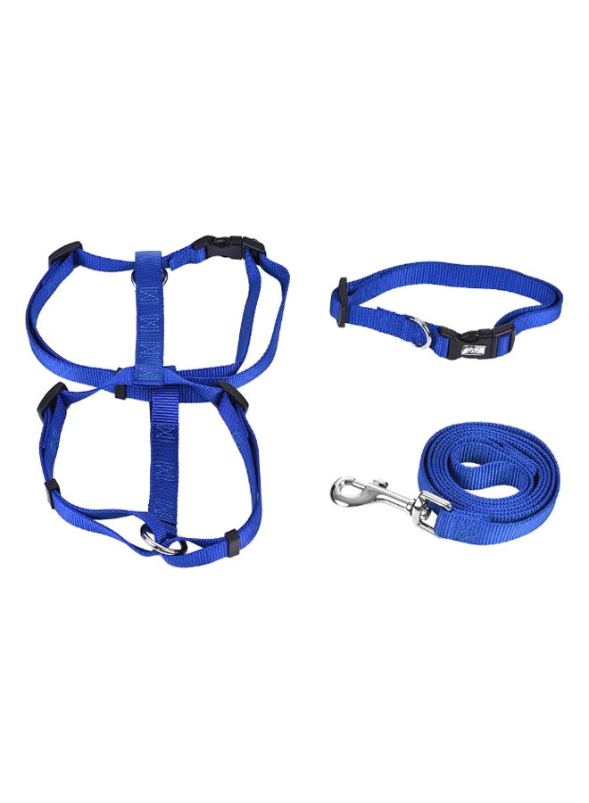 3-Piece Dog Collar Harness And Leash Set Blue XS/S/M/L - Image 1