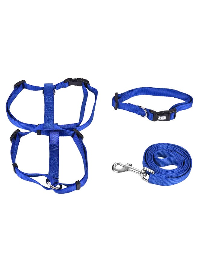 3-Piece Dog Collar Harness And Leash Set Blue XS/S/M/L
