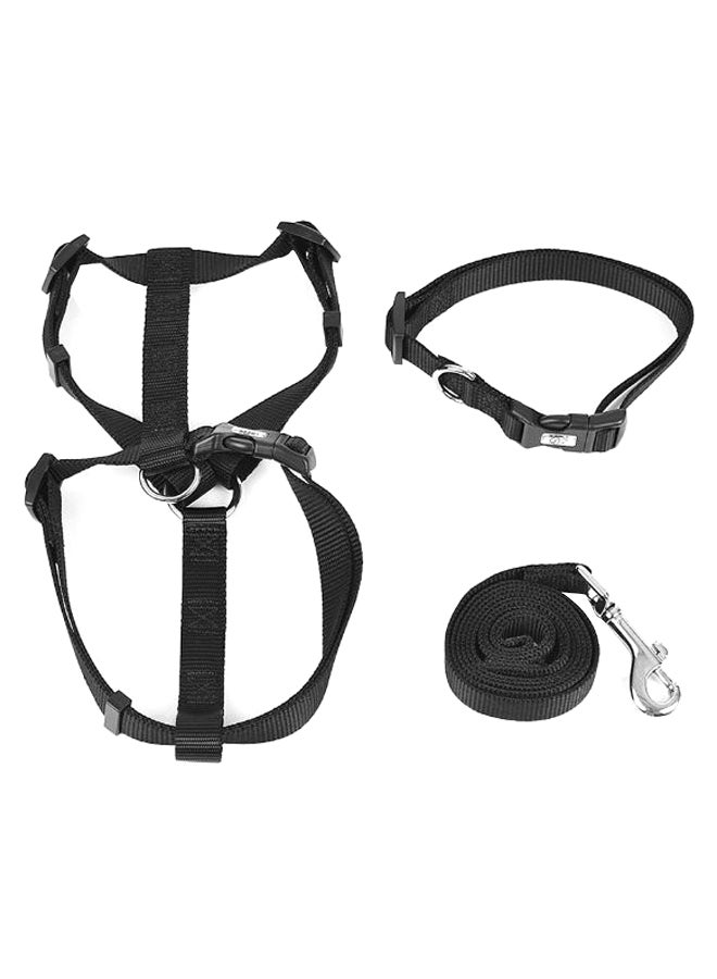 3-Piece Dog Collar Harness And Leash Set Black XS/S/M/L - Image 1