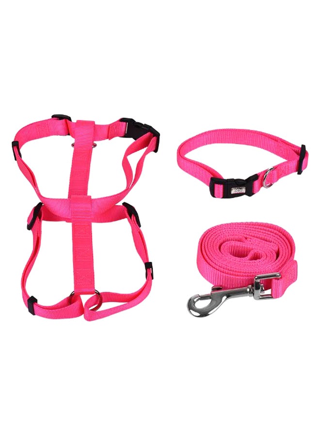 3-Piece Dog Collar Harness And Leash Set Rose Red XS/S/M/L - Image 1