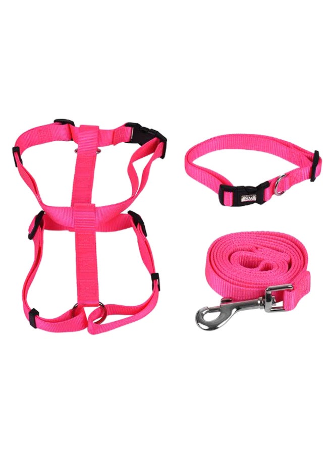 طقم طوق ومقود للكلاب من 3 قطع وردة حمراء XS/S/M/L - Image 1