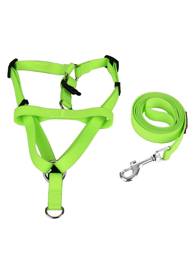 2-Piece Dog Harness And Leash Set Green S/M/L