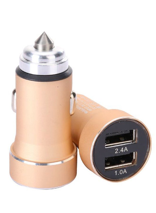 Dual USB Port Car Charger Beige/Silver