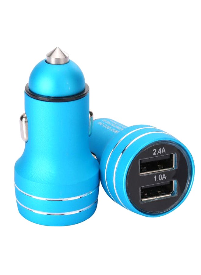 شاحن سيارة بمنفذي USB أزرق