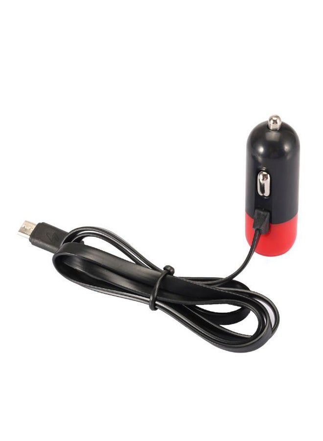 شاحن USB وكابل شاحن للسيارة أسود/أحمر