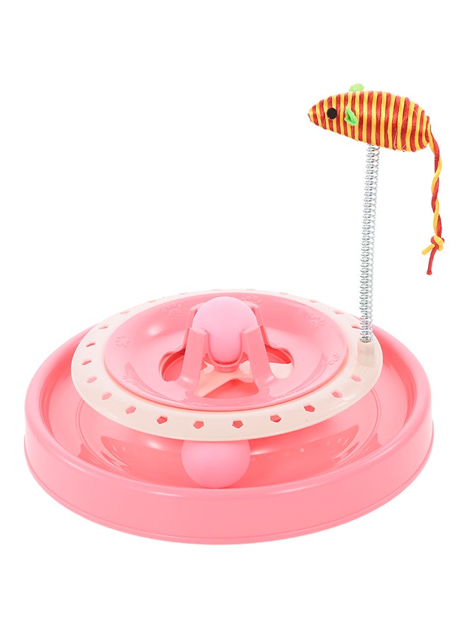 Cat Track Toy With Spring Mouse Interactive Moving Ball Plate For Kitten Pink 0.366kg - Image 1