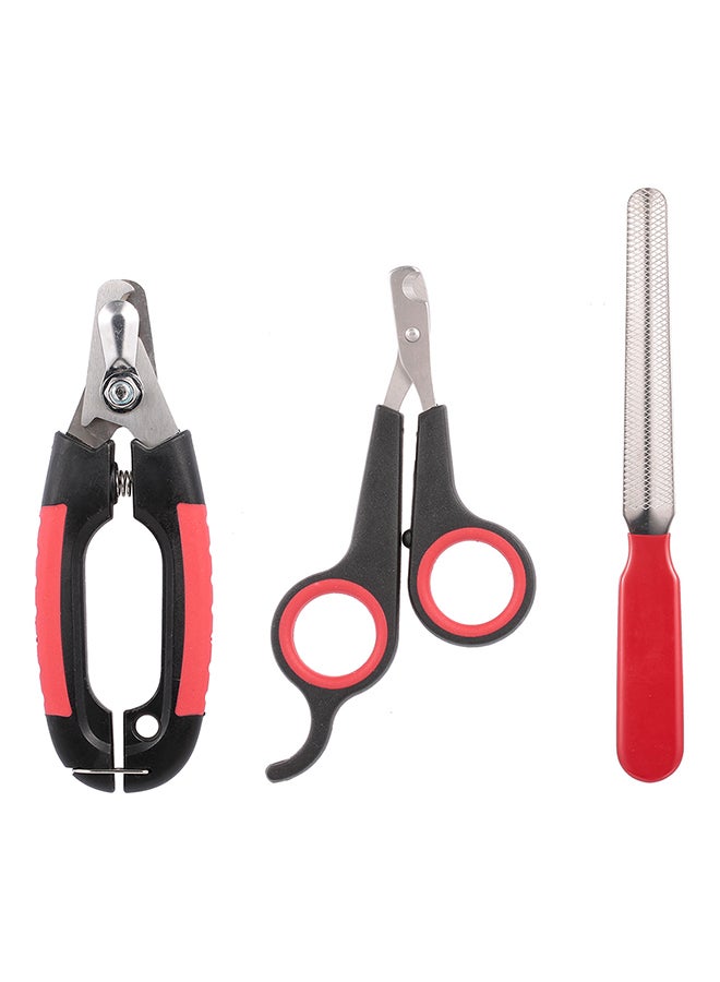 Generic 3-Piece Nail Clipper Stainless Steel Scissor Set For Cats Black/Silver/Red 0.07kg 