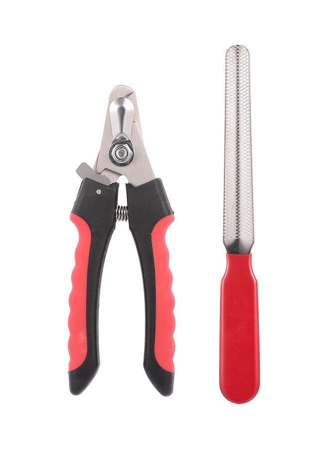 Stainless Steel Nail Clipper With File Cutter Grooming Scissors Black/Silver/Red 0.064kg