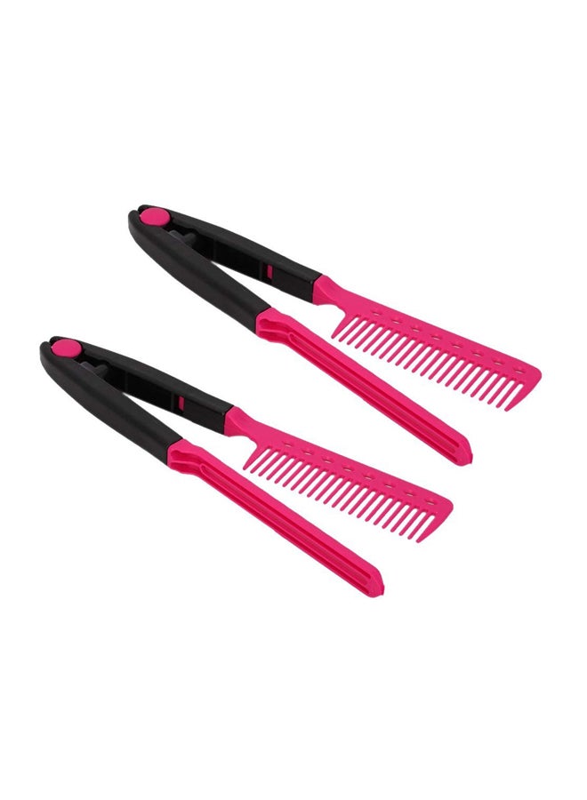 ReNext 2-Piece V Shape Styling Hair Straightener Comb Pink/Black 