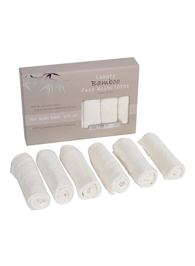 6-Piece Bamboo Facial Washcloths White - v1559638034/N26384613A_4