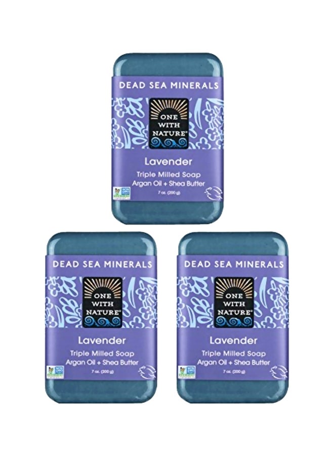 ONE WITH NATURE 3-Piece Dead Sea Minerals Lavender Tripple Milled Soap Set 200grams