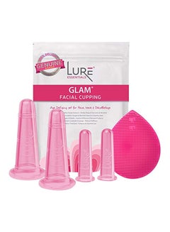 Lure Essentials Glam Facial Face Cupping Set With Silicone Cleansing Brush Pink  - Image 1