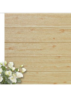 3D Self-Adhesive Wood Grain Wall Sticker Brown 70x70centimeter