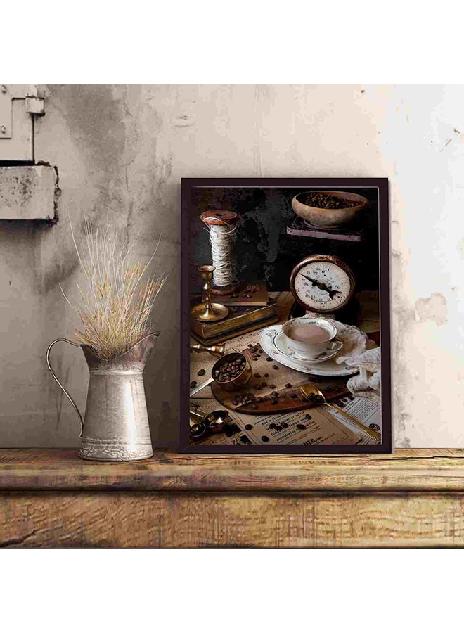 لوحة فنية لديكور الحائط تمثل كوب شاي وصحون متعدد الألوان 32x22x2سم - Image 5