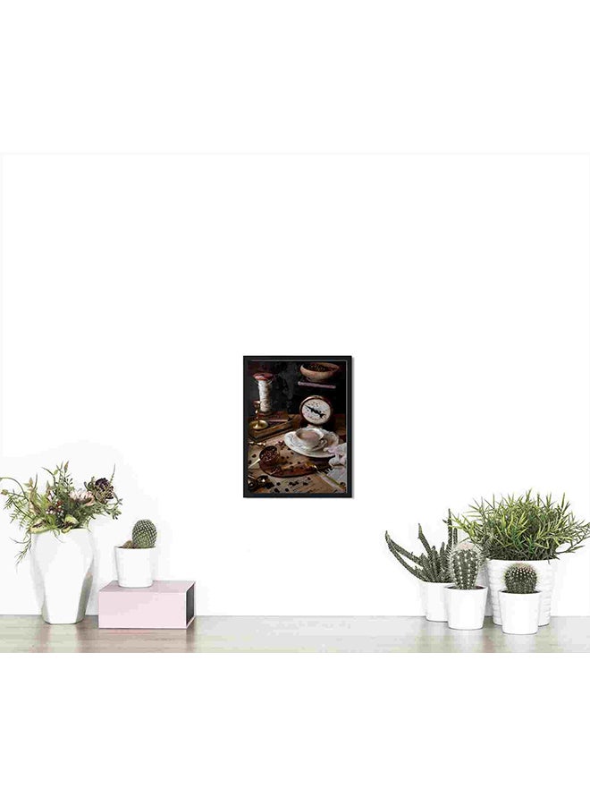 لوحة فنية لديكور الحائط تمثل كوب شاي وصحون متعدد الألوان 32x22x2سم - Image 4