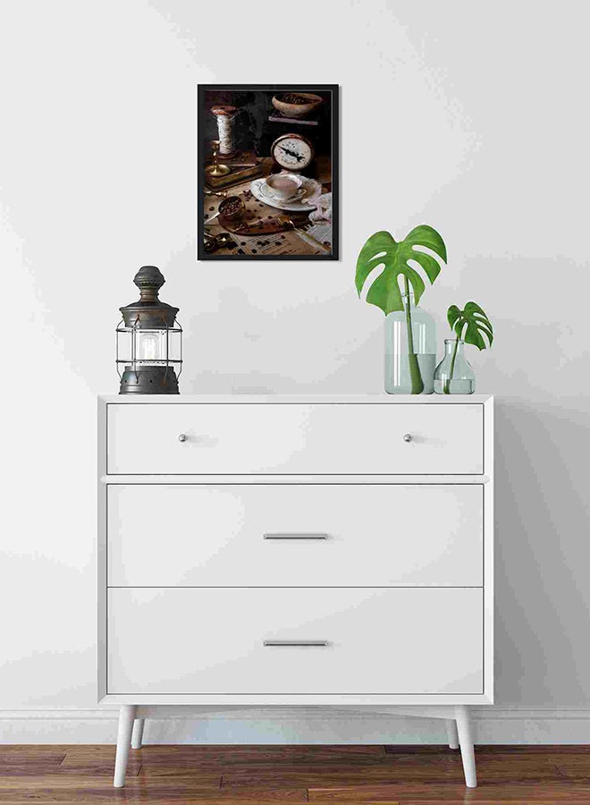 لوحة فنية لديكور الحائط تمثل كوب شاي وصحون متعدد الألوان 32x22x2سم - Image 2