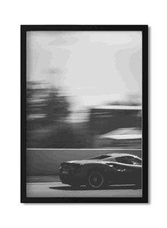 LOWHA Black Frame Sports Coupe On Road Wall Art Painting Multicolour 32x22x2cm  - Image 1