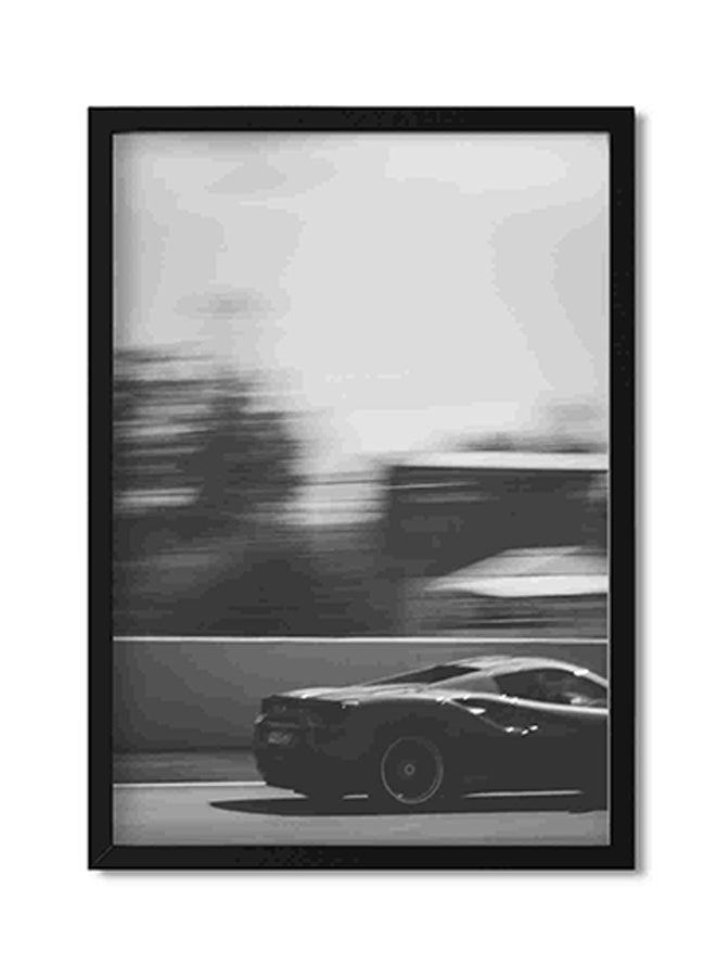 LOWHA Black Frame Sports Coupe On Road Wall Art Painting Multicolour 32x22x2cm  - Image 1