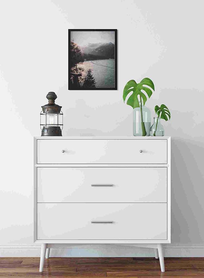 LOWHA Calm Of Body Of Water In Front Of Mountain Wall Art Painting Multicolour 32x22x2centimeter  - Image 2